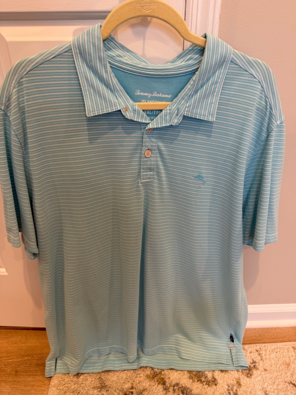 Tommy Bahama Men’s Island Zone Striped Polo Shirt Short Sleeve Size XXL Blue